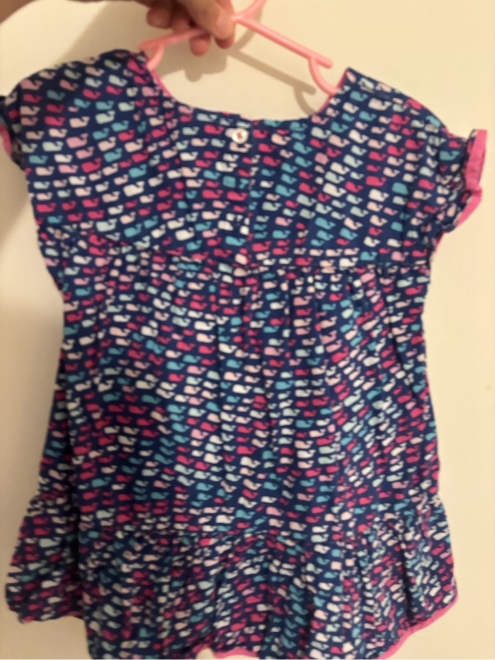 Vineyard Vines Navy Dress with Pink, White & Aqua Whale Print